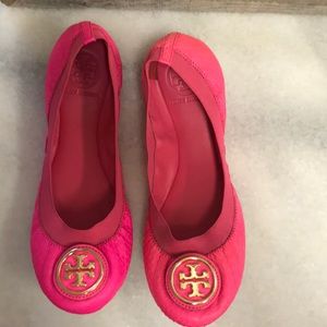 Tory Burch reva flag Size 6.  Worn 2x.  Pink